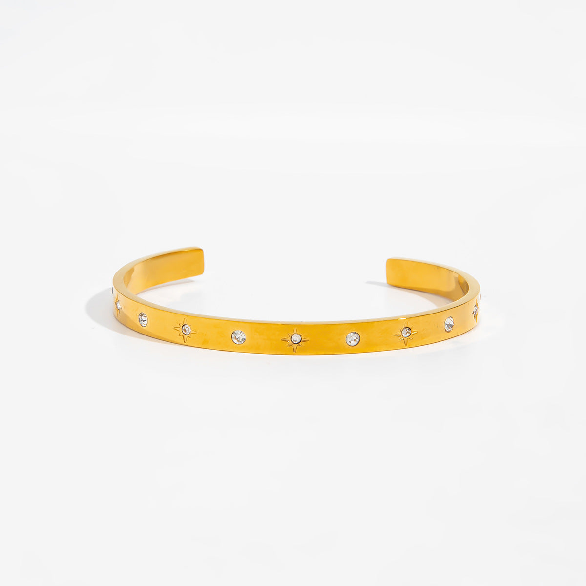 Serpentine Corrugated Star Zircon Opening Bracelet Stainless Steel Full Of Zircon