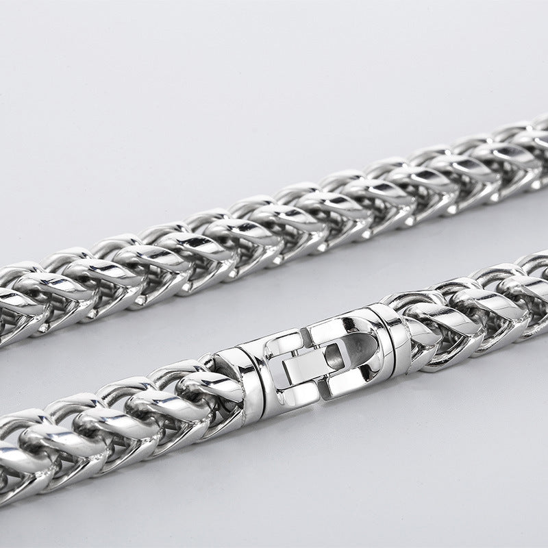 Hip-Hop Cool Round Grinding Three-Dimensional Necklace, Vacuum Electroplated Keel Chain Titanium Steel Men's