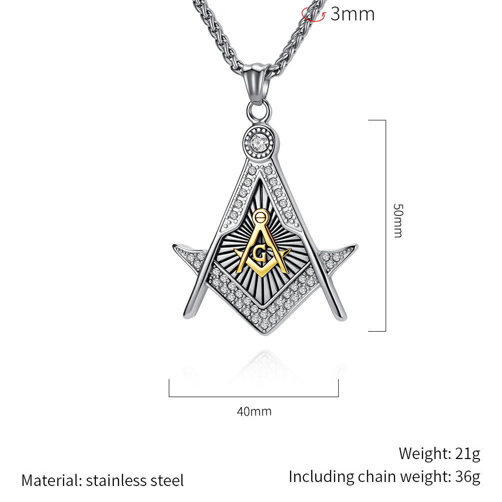 Planderful Masonic Necklace Unisex Pendant Retro Punk Style Long Lasting Finish For Trendsetters