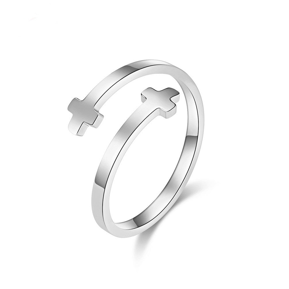 Opening Adjustable Stainless Steel Cross Ring – Women's Stainless Steel