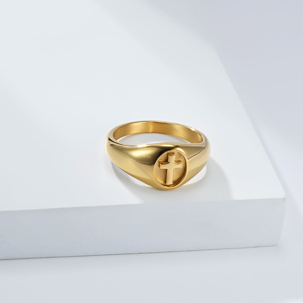 Steel Ring - Minimalist Cross Ring