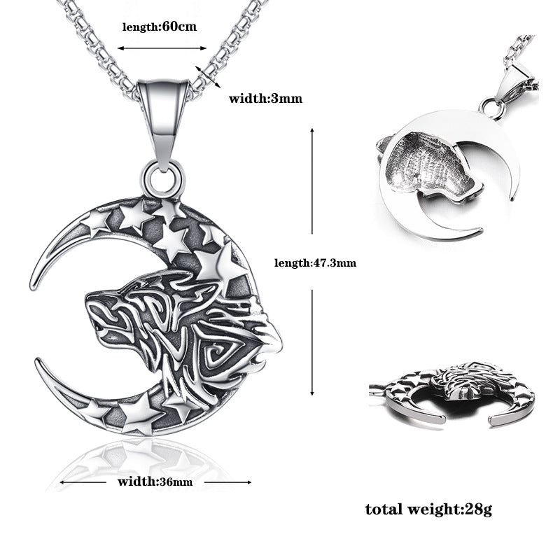 Steel Necklace – Vintage Wolf Head Pendant