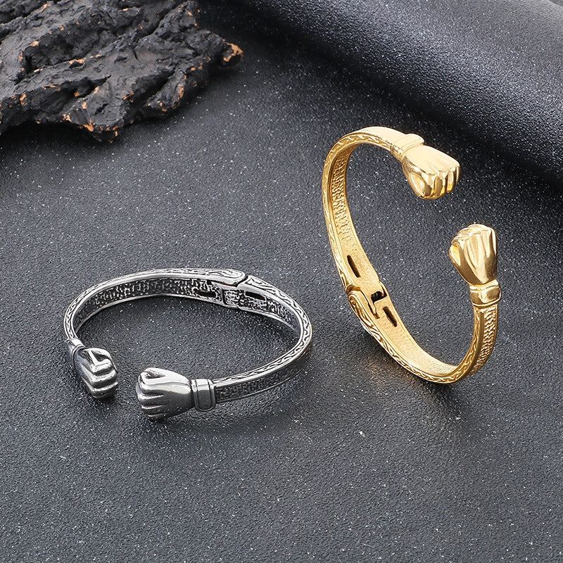 Planderful Genie Retro Men Stainless Steel Boxer Bracelet