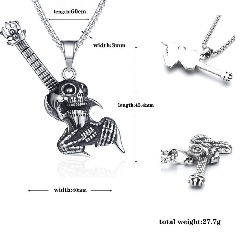 Stainless Steel Necklace - Statement Vintage Skull For Men