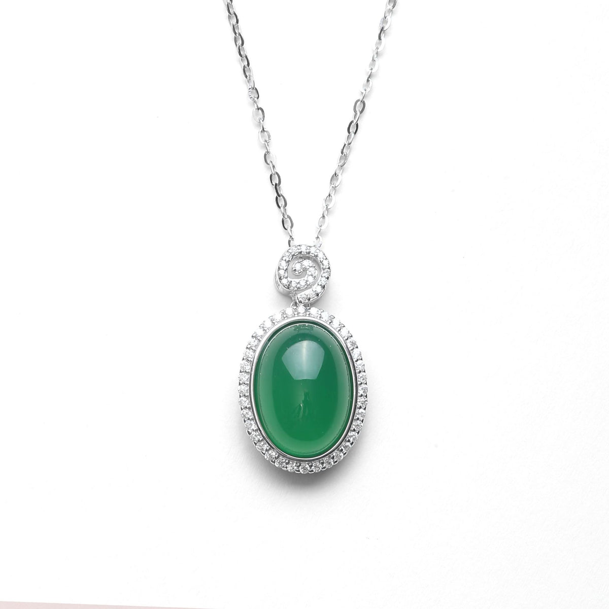 S925 Sterling Silver Natural Chalcedony Necklace