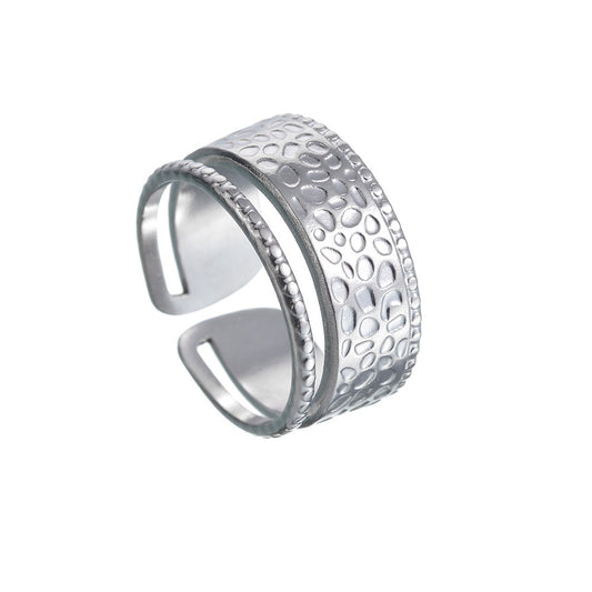 Adjustable Hammered Pattern Titanium Ring for Women by Planderful - Everyday Genie Collection