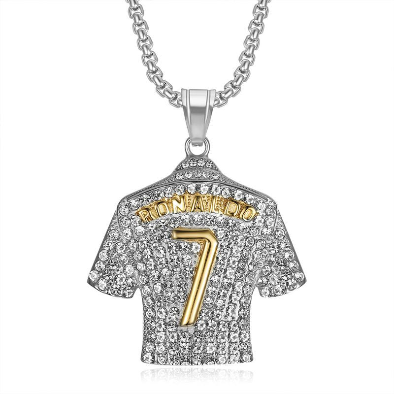 Zircon Necklace - Elegant Everyday Wear Stainless Steel Gold Plated Pendant With Zircon Crystals