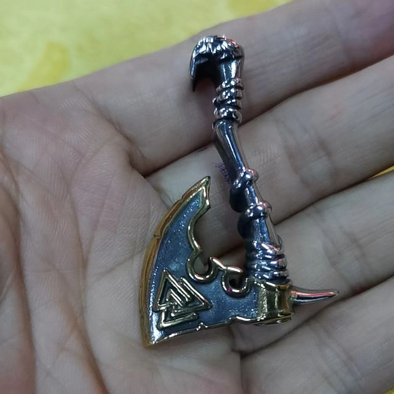 Planderful Viking Axe Pendant Necklace For Men Stainless Steel Gold Plated Durable Masculine Gift