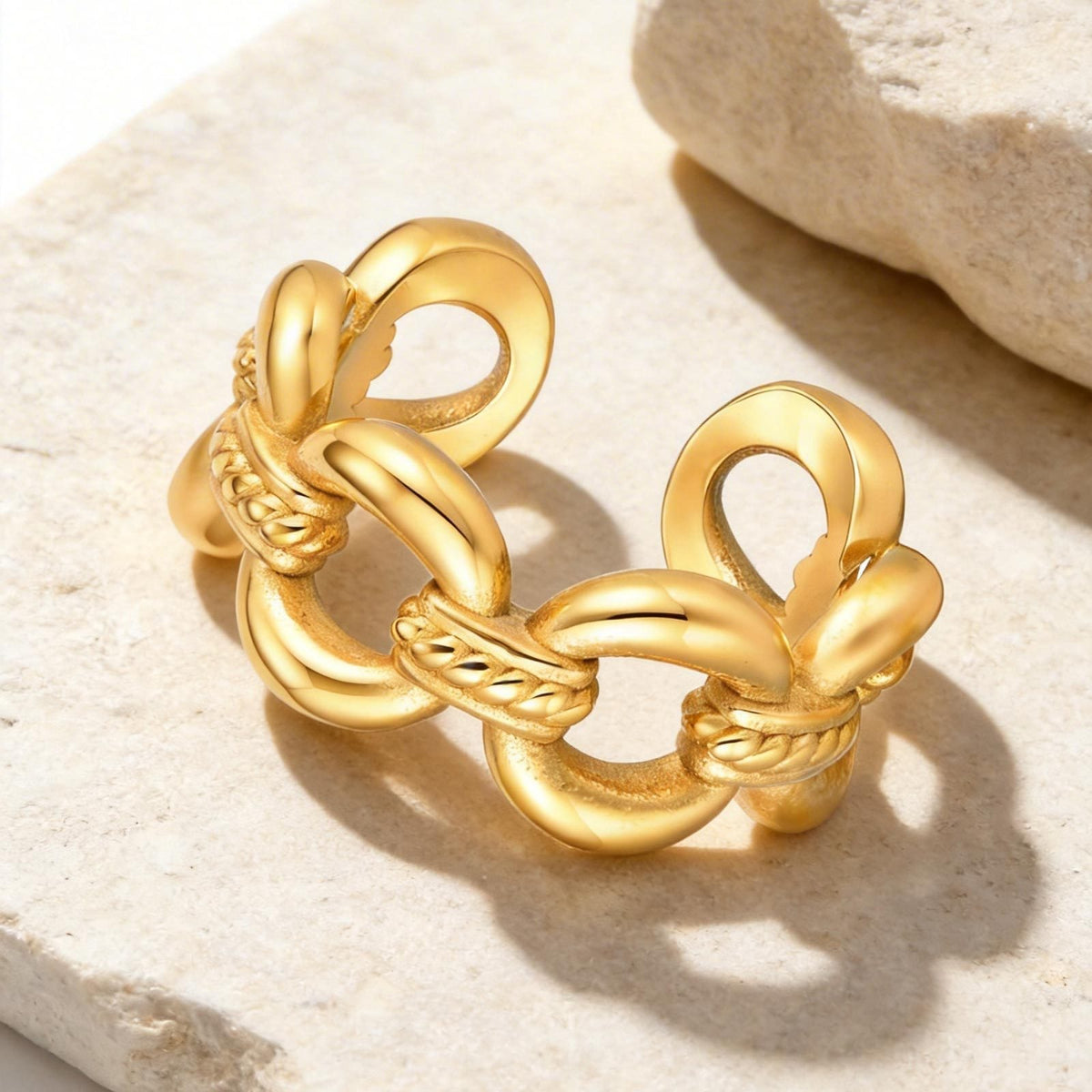 Stainless Steel Twist Hollow Weaving Cold Wind Ring