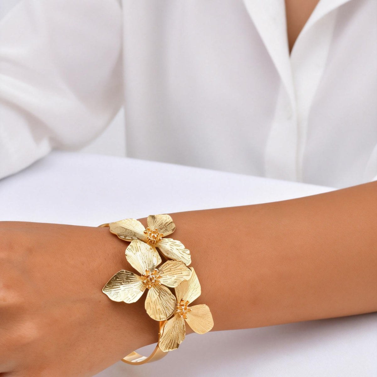 Flower Geometric Adjustable Stainless Steel Bracelet