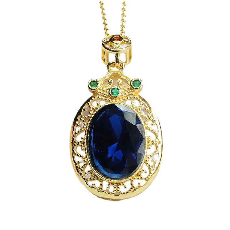 Lab-Grown Blue Spinel Cloud Pendant — No Chain
