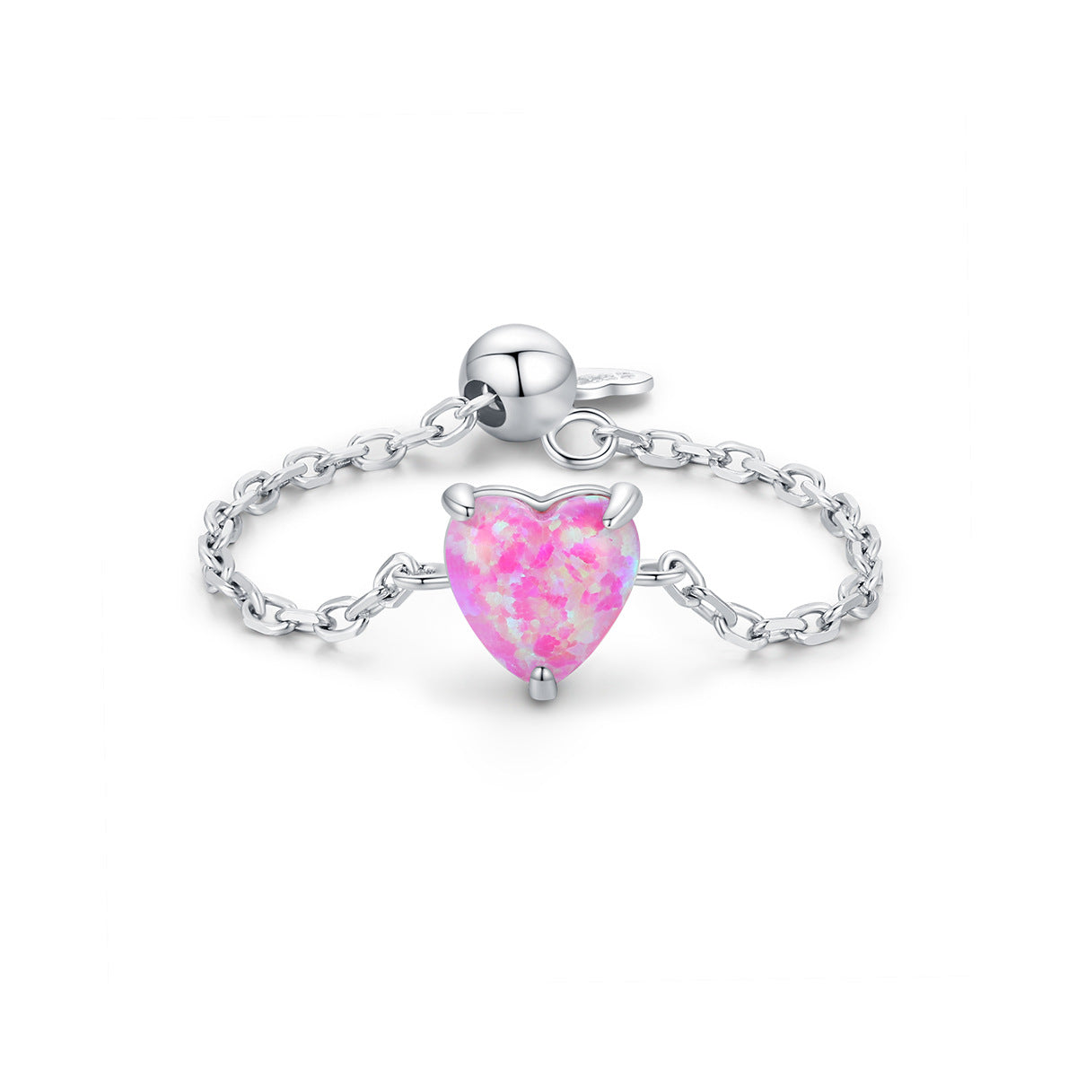 925 Sterling Silver Opal Geometric Ring