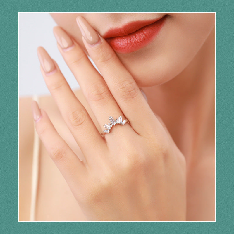 S925 Sterling Silver Crown Zircon Band