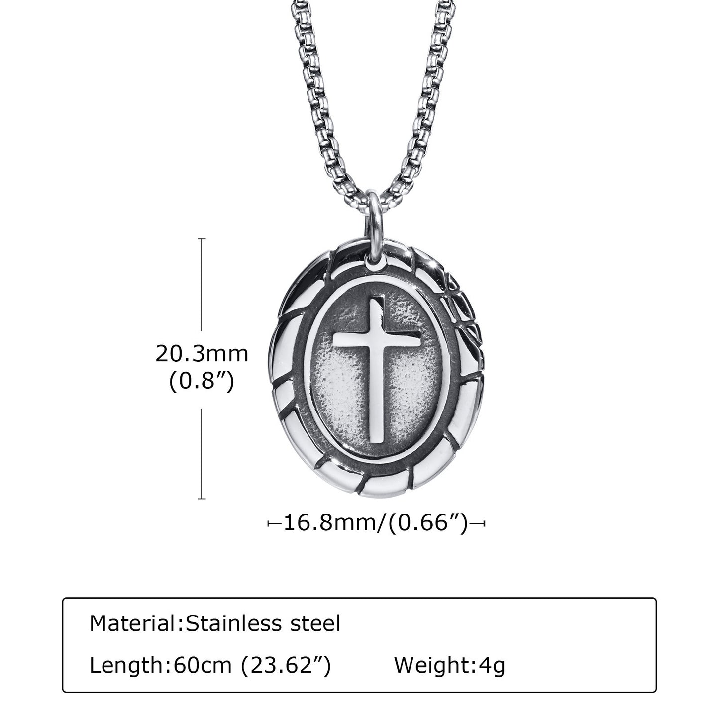 Men's Titanium Steel Necklace Double Sided Cross Pendant