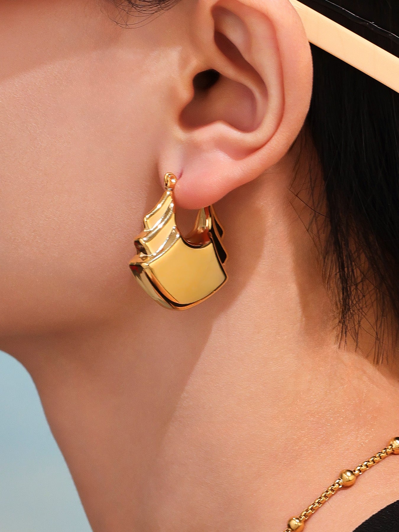 Planderful Genie 18K Gold Circle Geometric Earrings Women