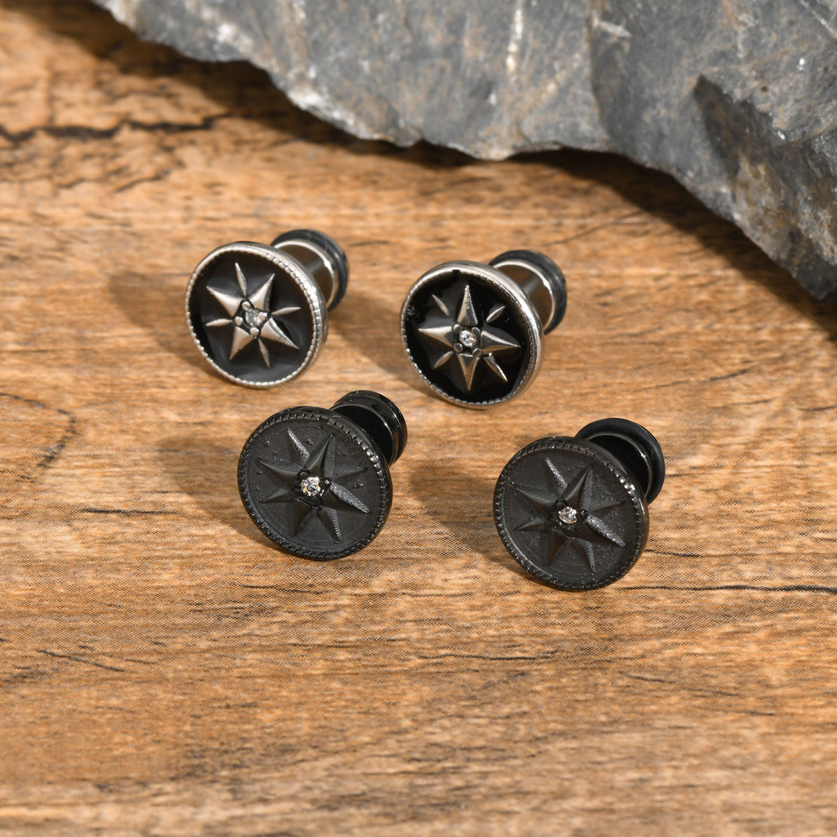 Stainless Steel Zircon Vintage Earrings