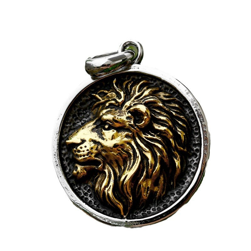 Stainless Steel Casting Relief Three-Dimensional Lion Pendant – Titanium Steel Necklace