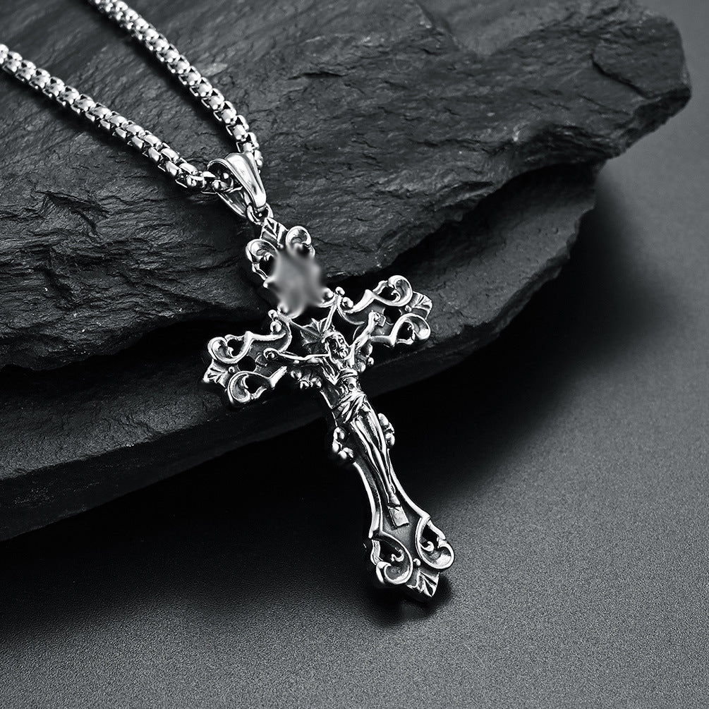 Steel Necklace – Statement Cross Necklace