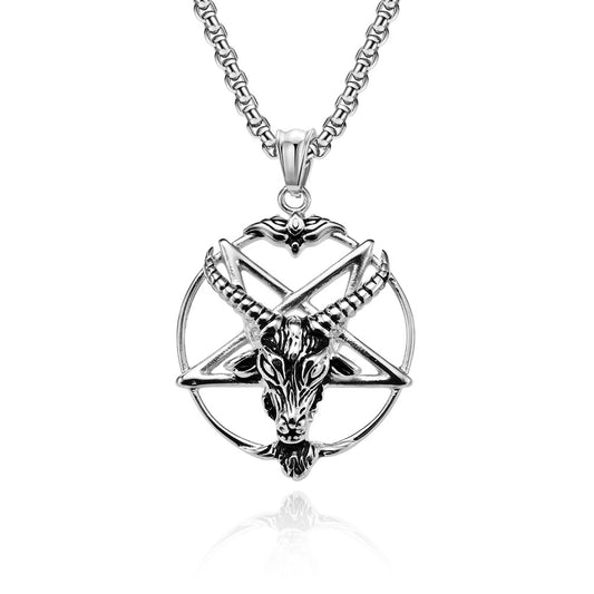 Planderful Satan Pentagram Pendant Stainless Steel For Men Retro Punk Necklace Jewelry