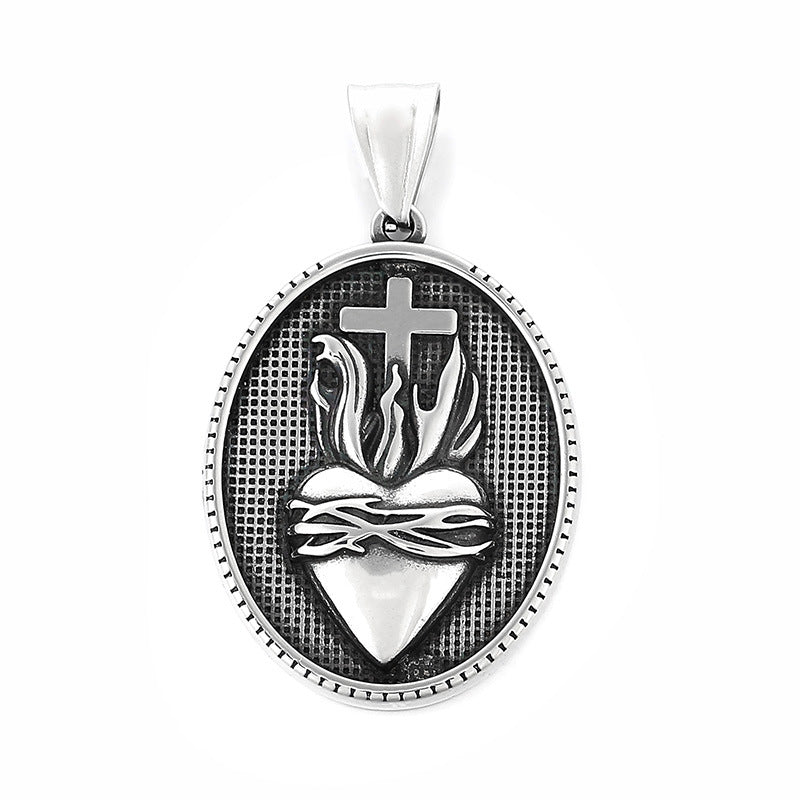 Punk Retro Maria Stainless Steel Men's Round Pendant - Planderful Everyday Genie Collection