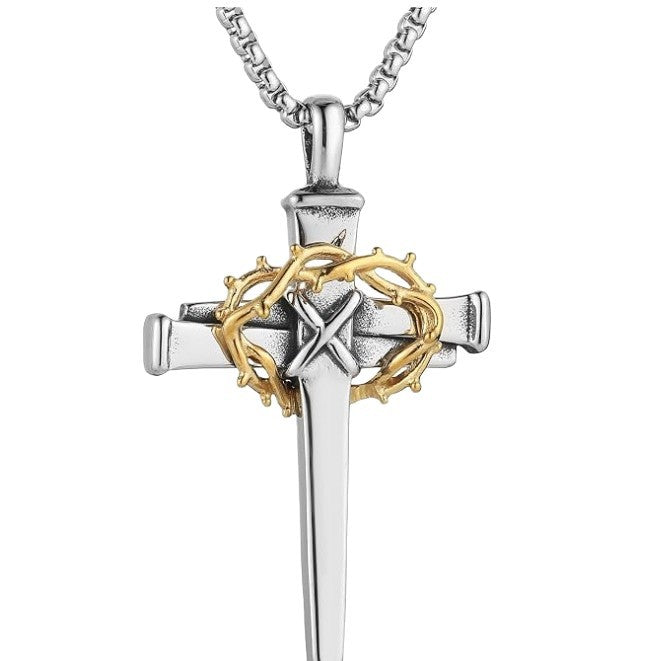 Punk Cross Stainless Steel Pendant Necklace