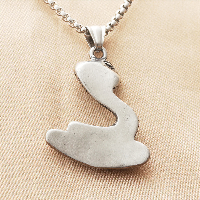 Titanium Steel Python Pendant Necklace for Men - Retro Punk Snake Jewelry