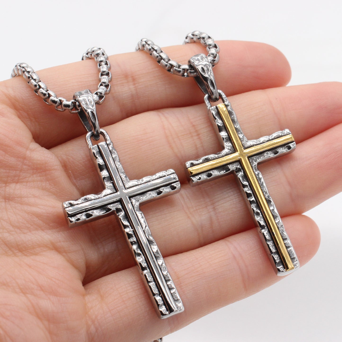 Planderful Everyday Genie – European and American Retro Cross Men's Titanium Steel Pendant Necklace for Men