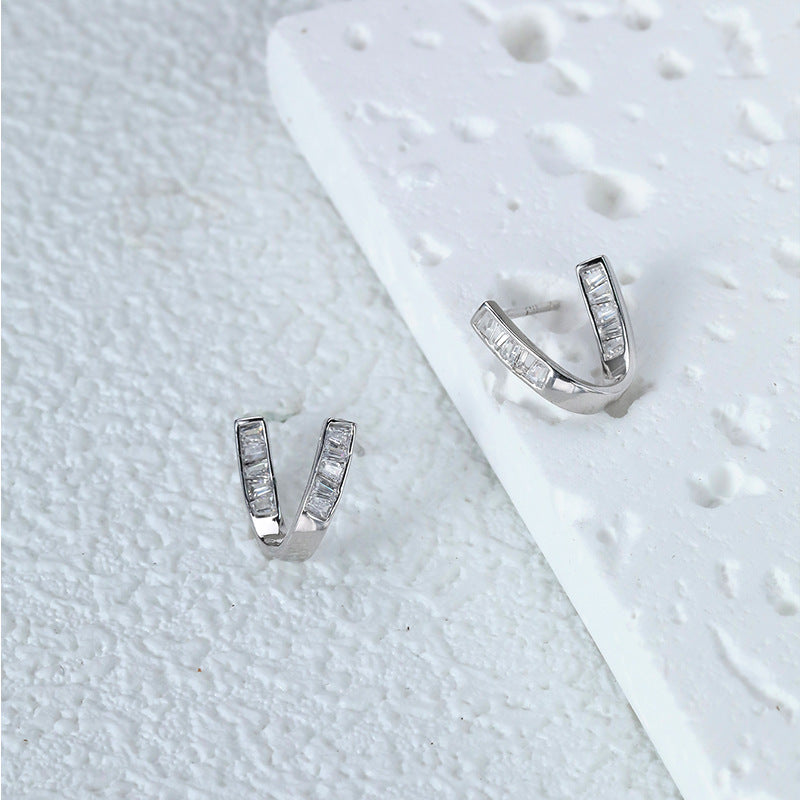 U-Shaped Stud 925 Sterling Silver Earrings