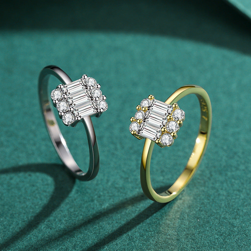 S925 Sterling Silver Zircon Loop Ring for Women, Trendy European and American Silver Jewelry