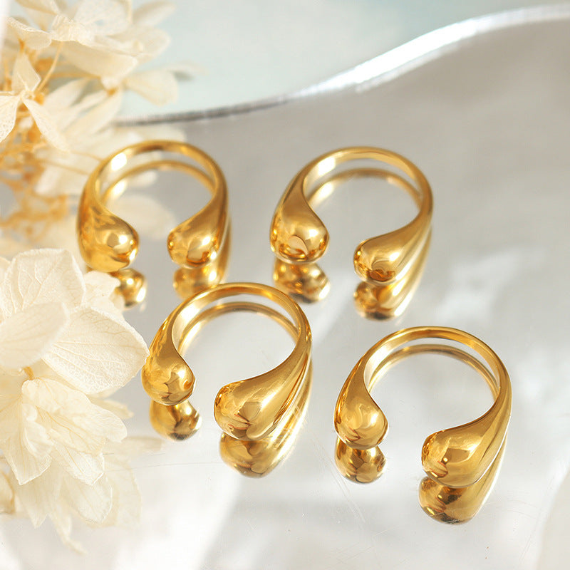 Chic Geometric Gold-Plated Open Ring - Stylish European American Jewelry