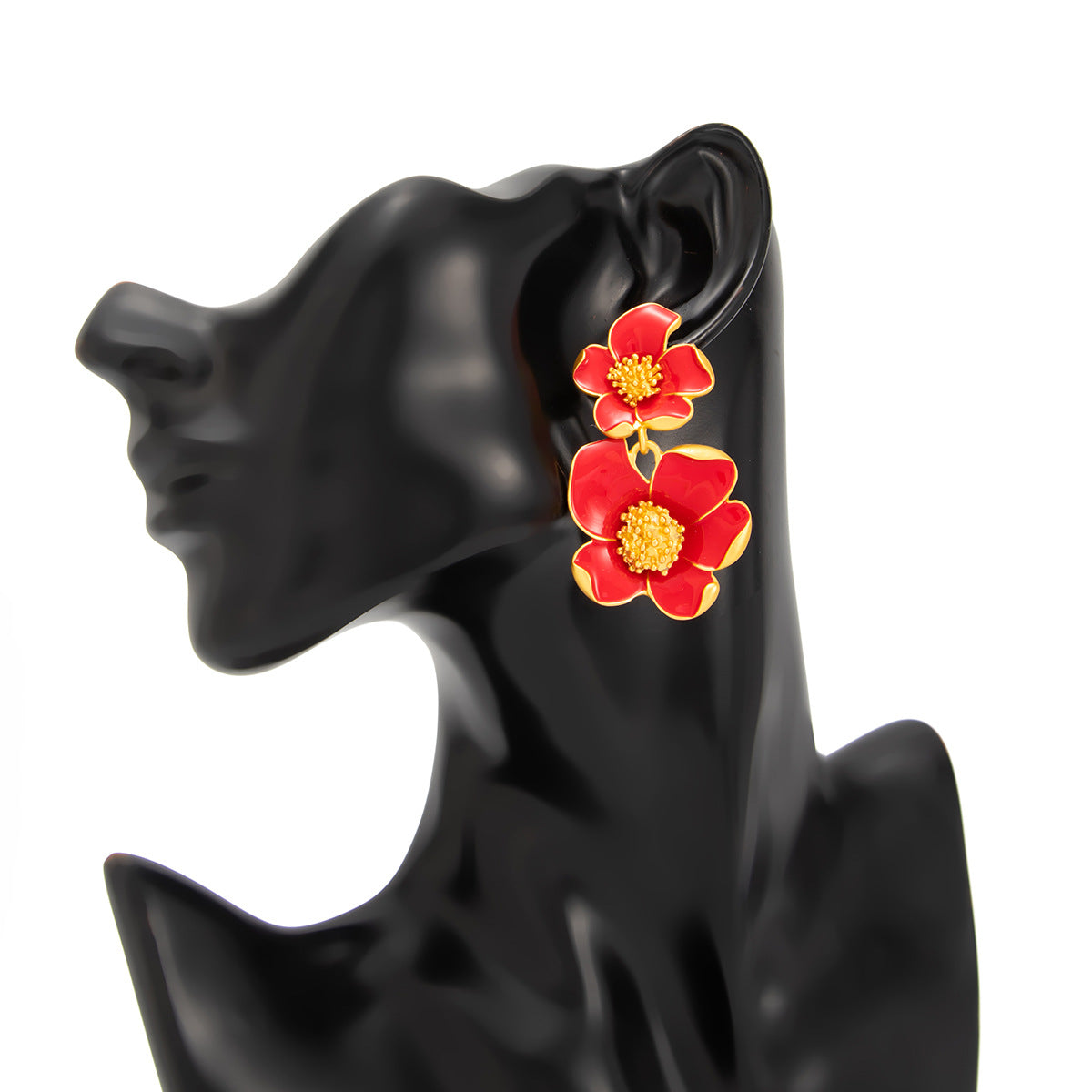 Planderful Vienna Verve 3D Metal Flower Stud Earrings For Women Premium Retro Statement Jewelry