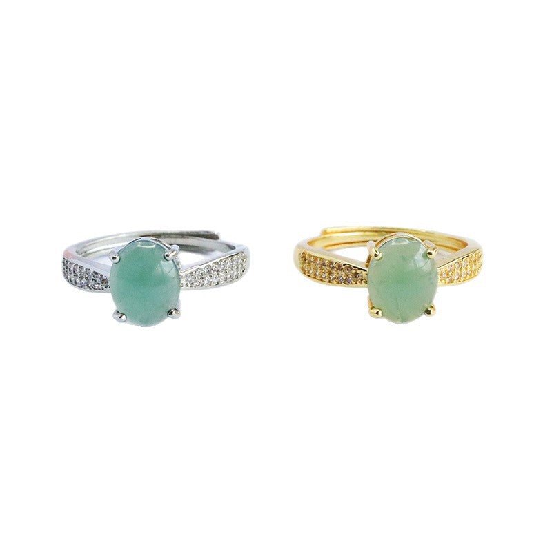 Blue-Water Jadeite Star Dew Ring