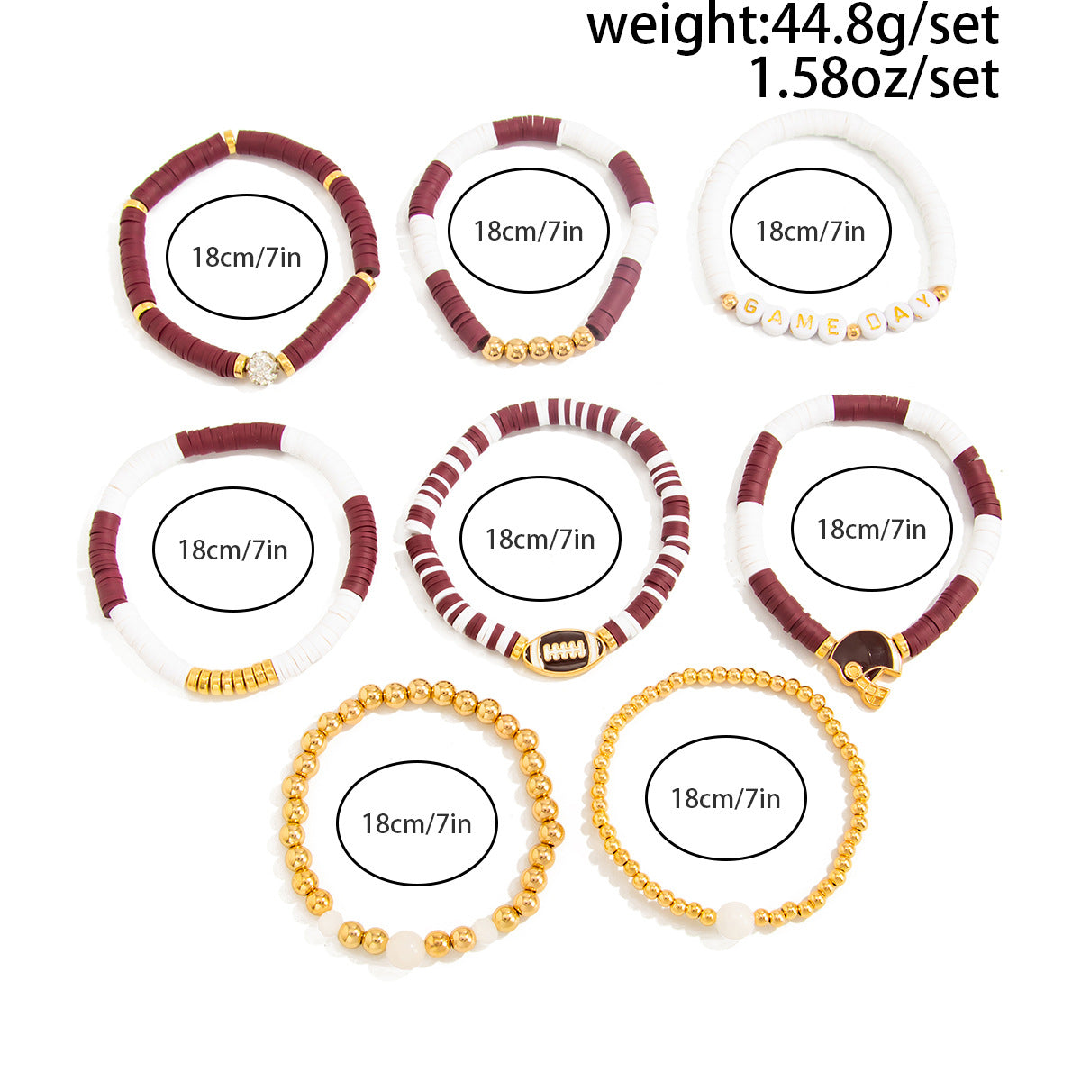 Planderful Football Bracelet Set Vienna Verve Game Day Jewelry For Women Bold Colorful Drip Statement