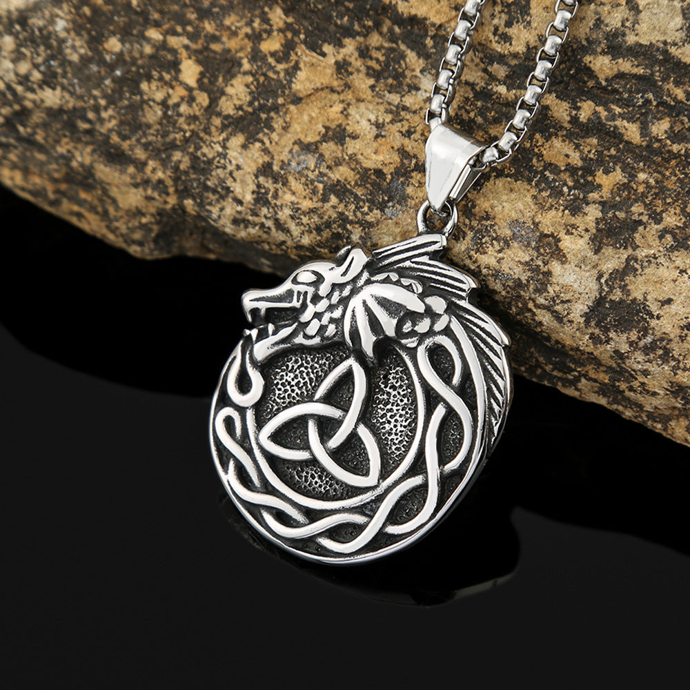 European and American Men's Titanium Steel Retro Pendant Necklace