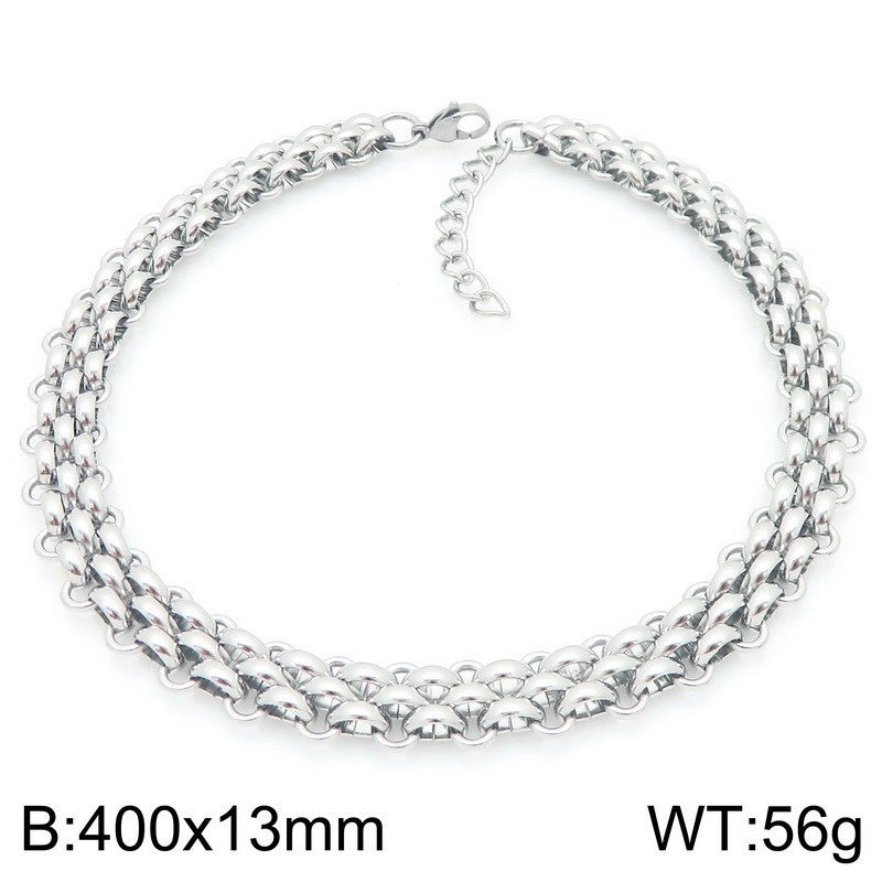 Mens Titanium Steel Triple Row Chain Necklace Bracelet
