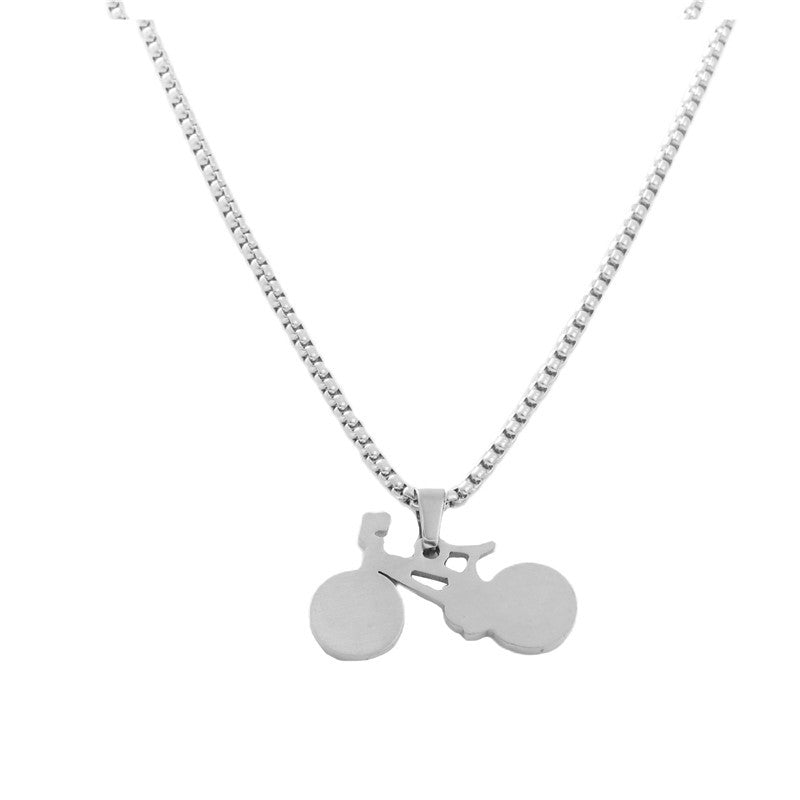 Trendy Titanium Steel Bicycle Pendant Necklace for Men - Retro Style