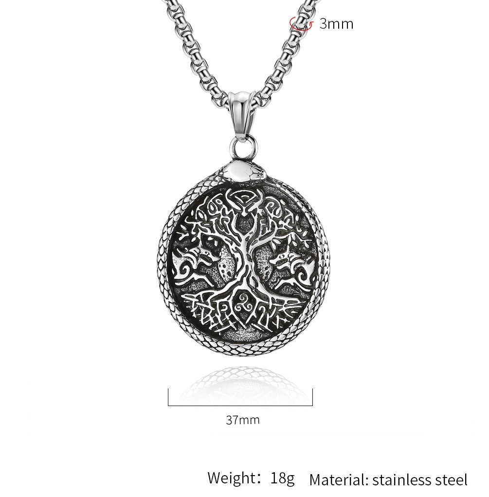 Planderful Viking Tree Of Life Stainless Steel Necklace For Men Gift Ready Jewelry