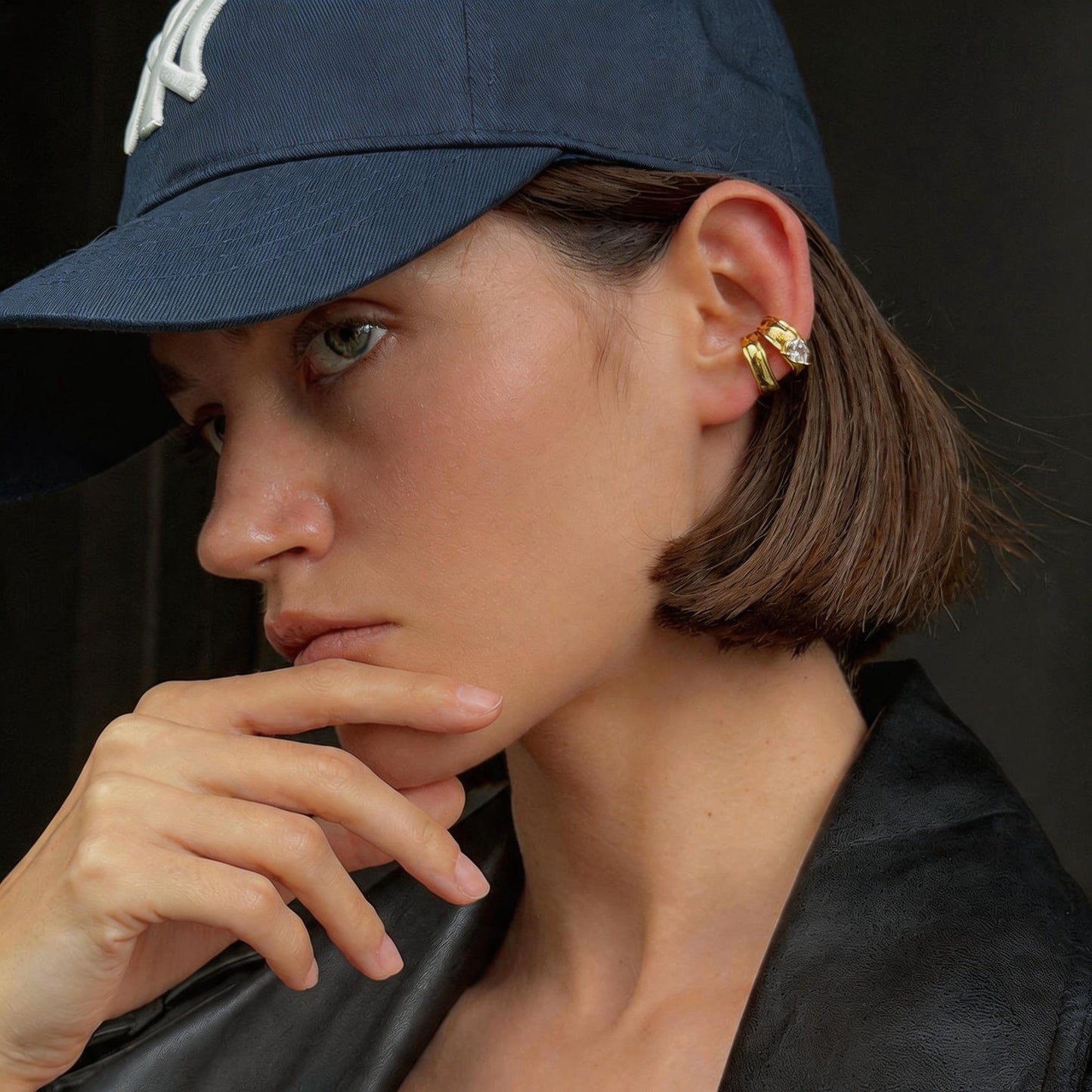 Planderful Vienna Verve Stainless Steel Water Drop Ear Clips Zircon C Shape Non Piercing For Women