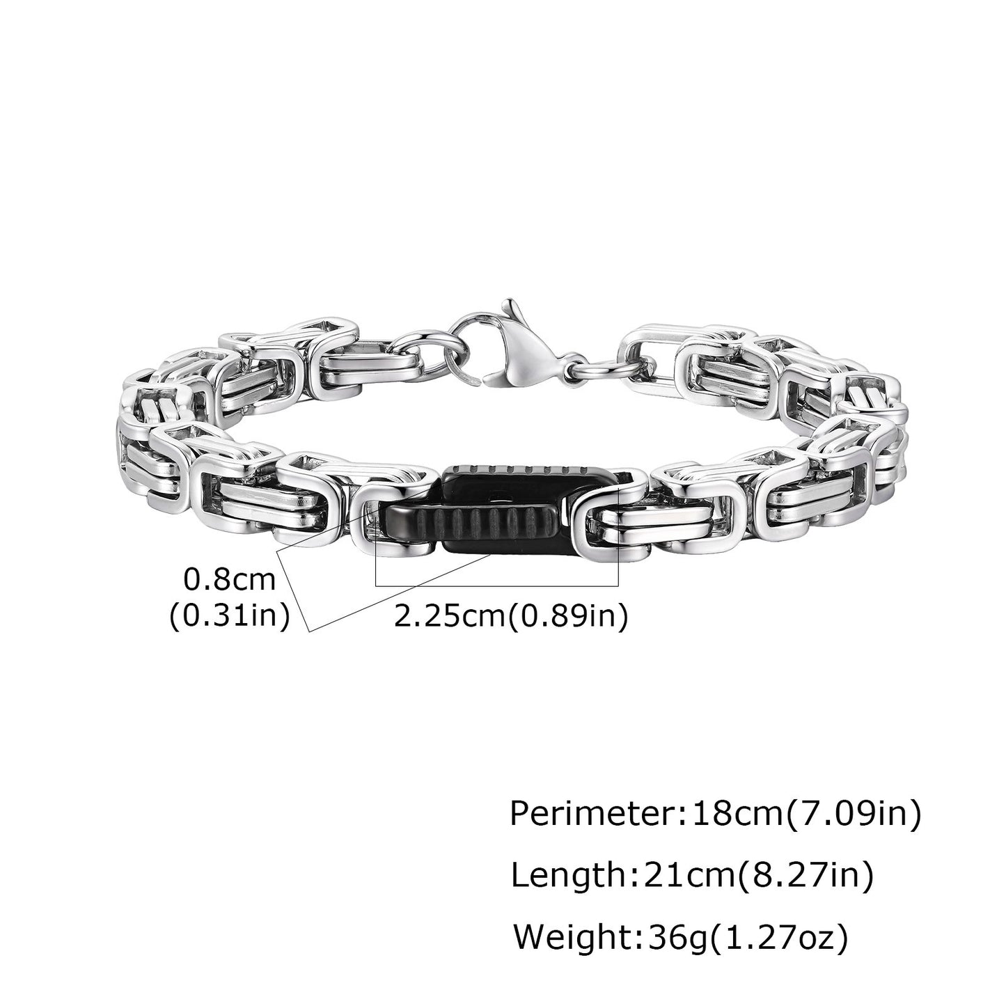 Planderful Stainless Steel Byzantine Chain Bracelet for Men