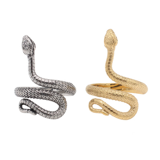 Planderful Jewelry European American Personalized Retro Snake Ring In Titanium Steel
