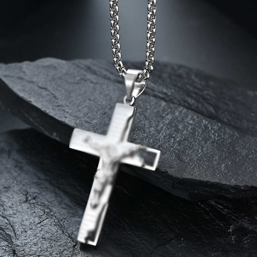European and American Style Titanium Steel Cross Necklace