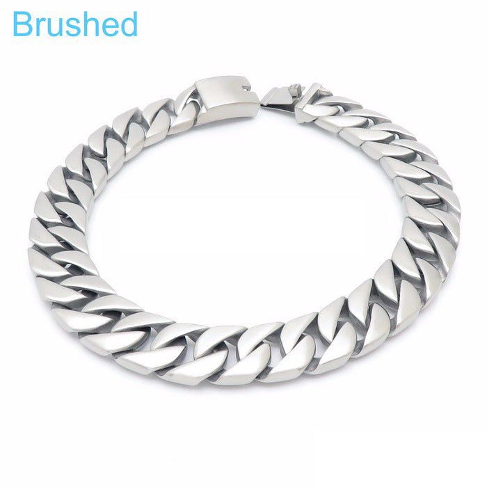 Simple And Fashionable Versatile, Rock Hip-Hop Titanium Steel Men's Polished 20mm Cuban Chain Necklace