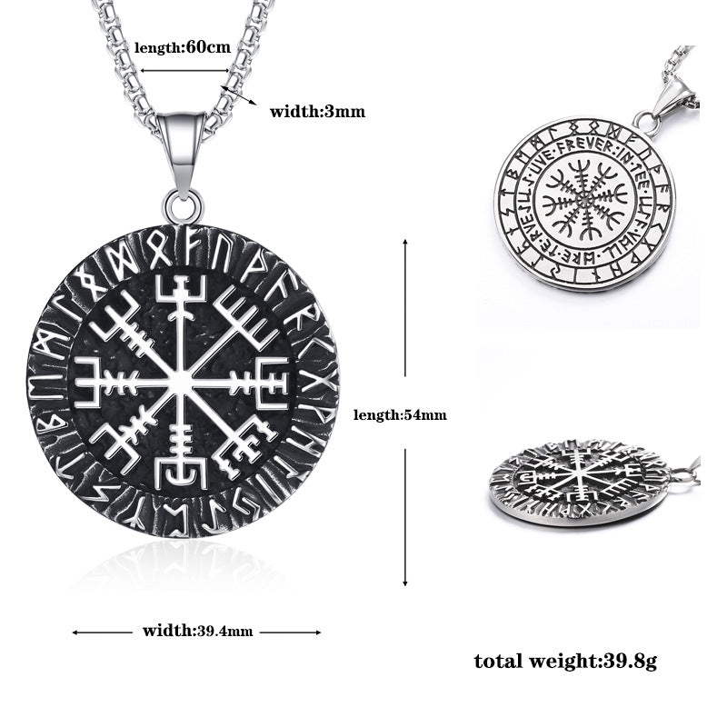 Stainless Steel Necklace - Minimalist Viking Compass For Him