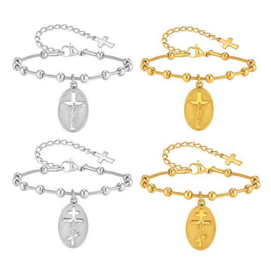 Cross Snake Stainless Steel Bracelet Unisex