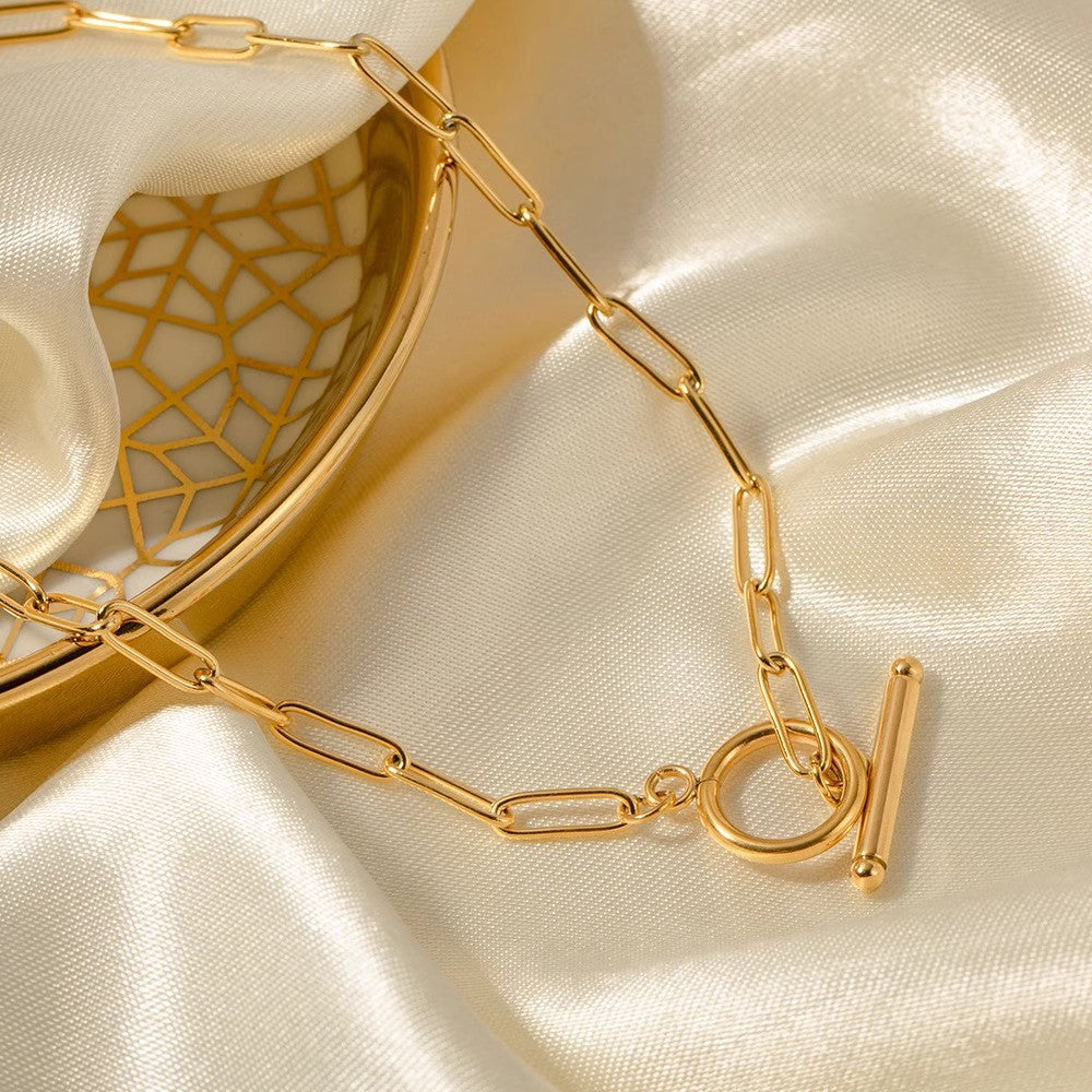 Planderful Jewelry Paperclip Necklace in 18K Gold Plating Titanium Steel For Everyday Glamour