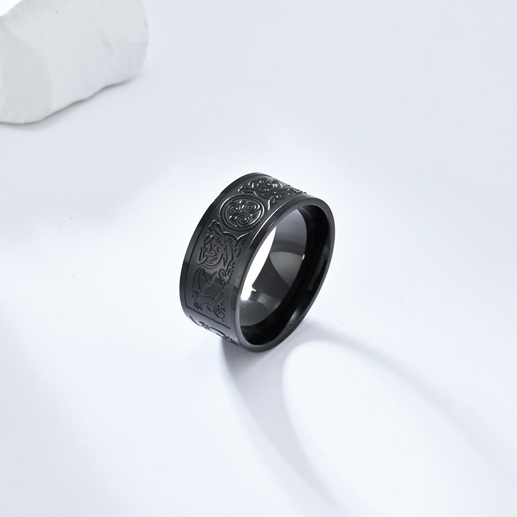Planderful Celtic Knot Titanium Steel Ring Unisex Durable Ethnic Style Jewelry For Everyday Wear