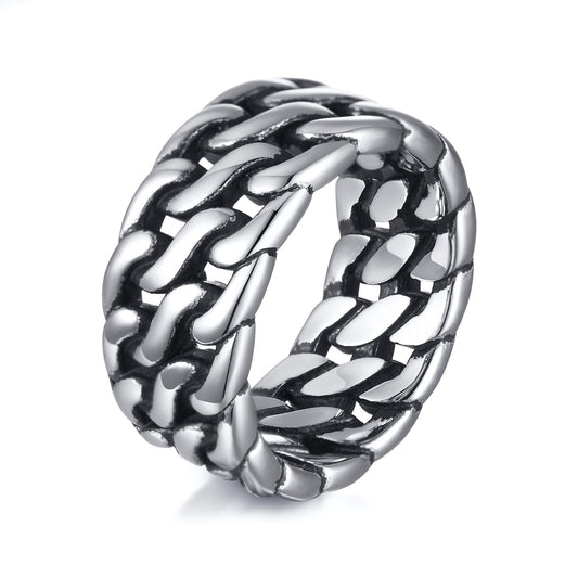 Stainless Steel Strap Ring Steel Ring Men's Retro Accessories