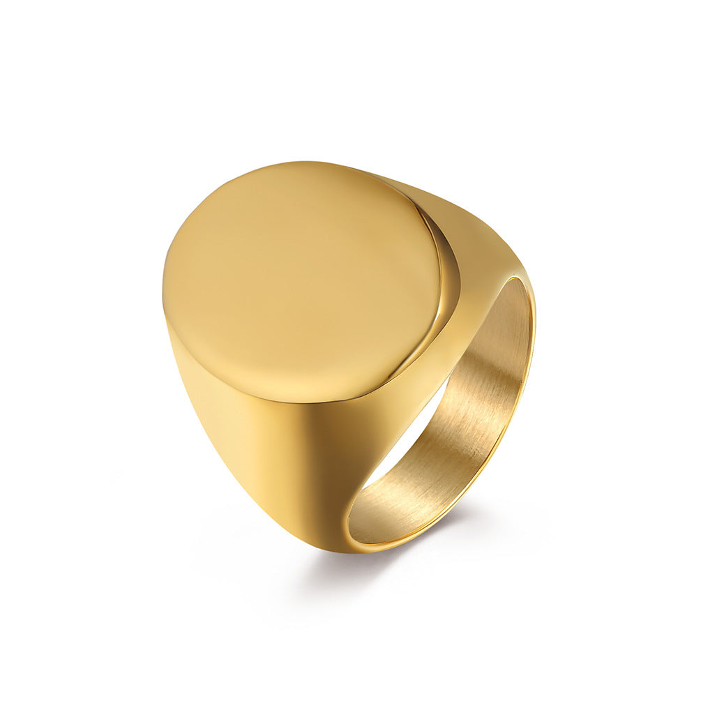 European and American Simple Large Smooth Seal Titanium Steel Ring Jewelry for Men