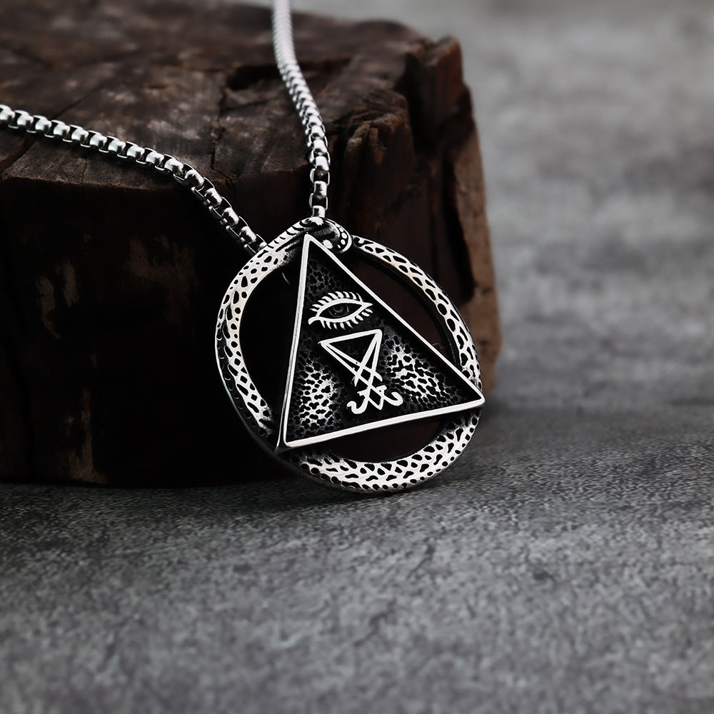 Viking Personality Vintage Freemason Triangle Pyramid Pendant