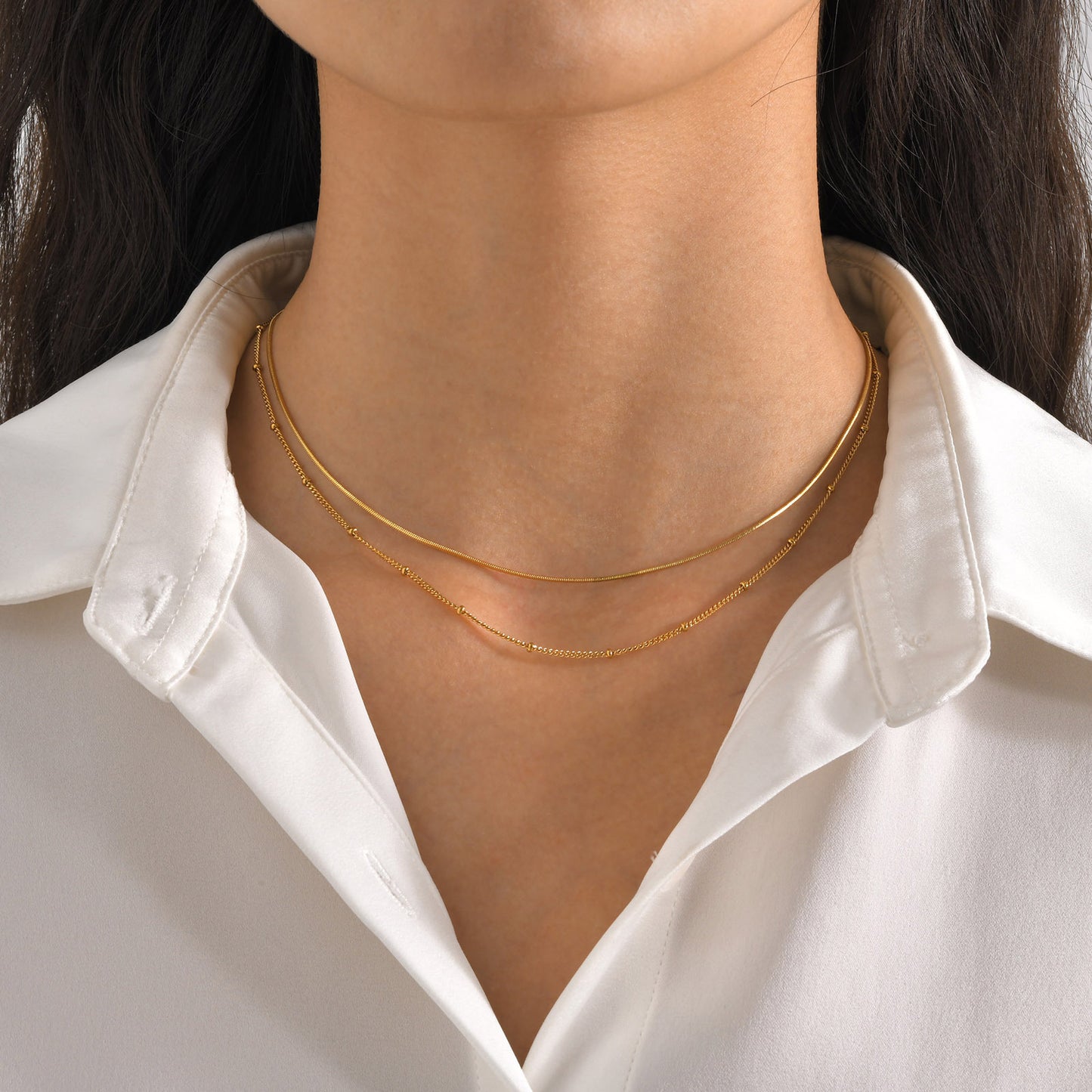 Cross-Border Jewelry Double-Layer Gold Snake Chain Necklace